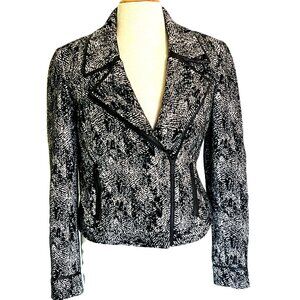 Classiques Entier Jacket SZ M Black & White Animal Print Side Zip Jacket Blazer